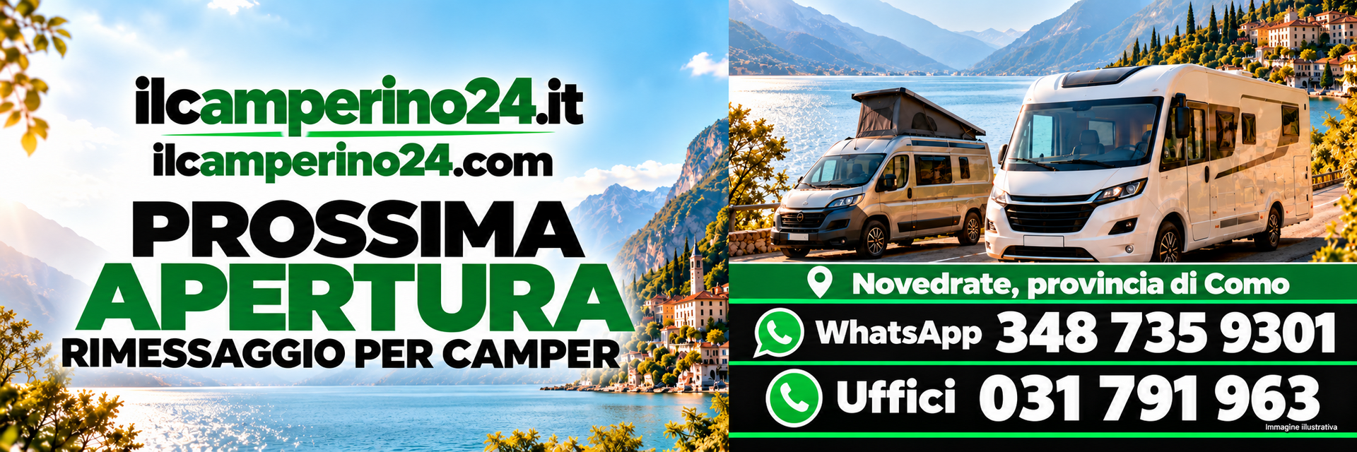 Il Camperino 24: prossima apertura rimessaggio per camper a Novedrate, provincia di Como. WhatsApp 348 735 9301, uffici 031 791 963.